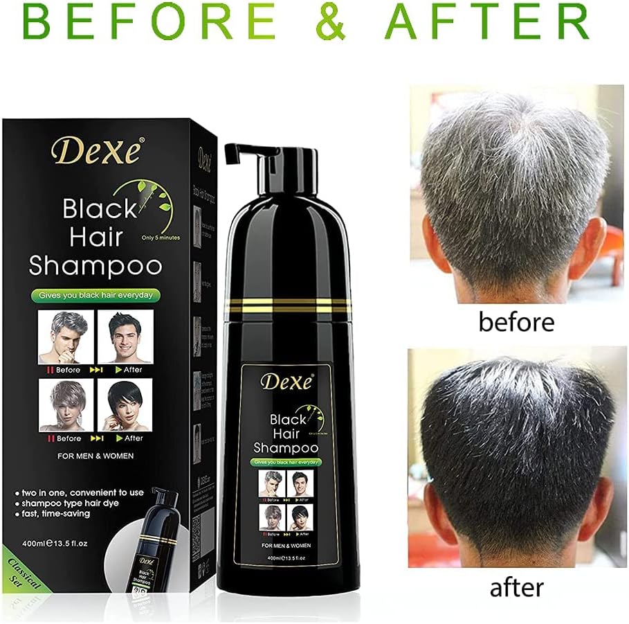 Dexe Black Hair Dye Shampoo, Gray Hair Coverage, 14.1 Fl Oz - Tradeversee