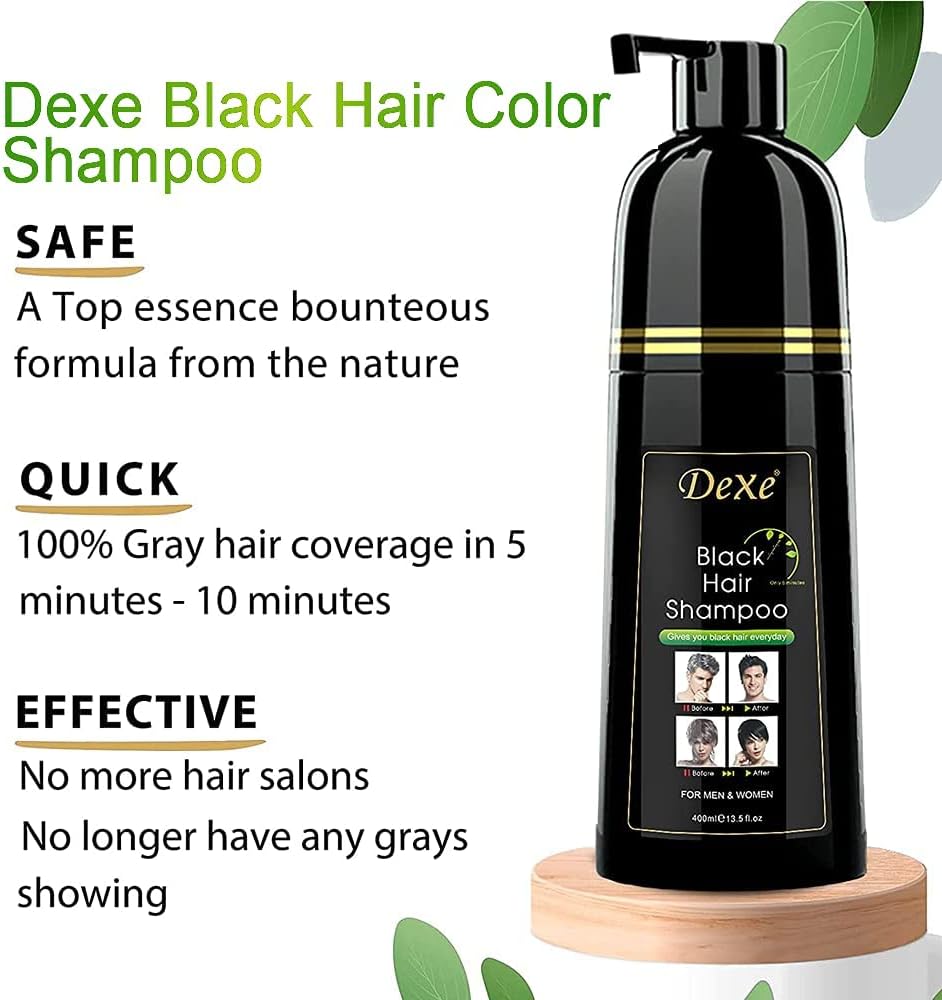 Dexe Black Hair Dye Shampoo, Gray Hair Coverage, 14.1 Fl Oz - Tradeversee