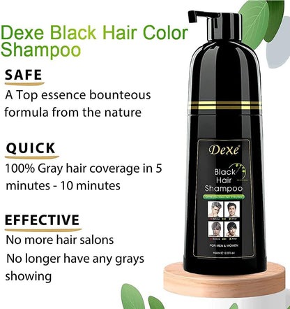 Dexe Black Hair Dye Shampoo, Gray Hair Coverage, 14.1 Fl Oz - Tradeversee
